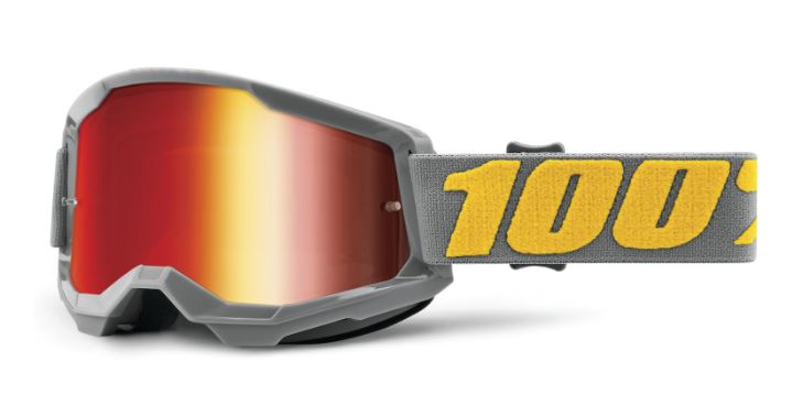 Ride 100% Strata 2 Goggle - Adult Size - Izipizi Grey / Yellow - Mirror Red Lens