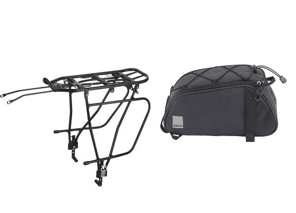 Kwt Rack & Trunk Bag Combo Kit - Alloy Pannier Rack (ra6809) + Sahoo Rack Top Bag (sh-141465-sa) Rrp $129.95