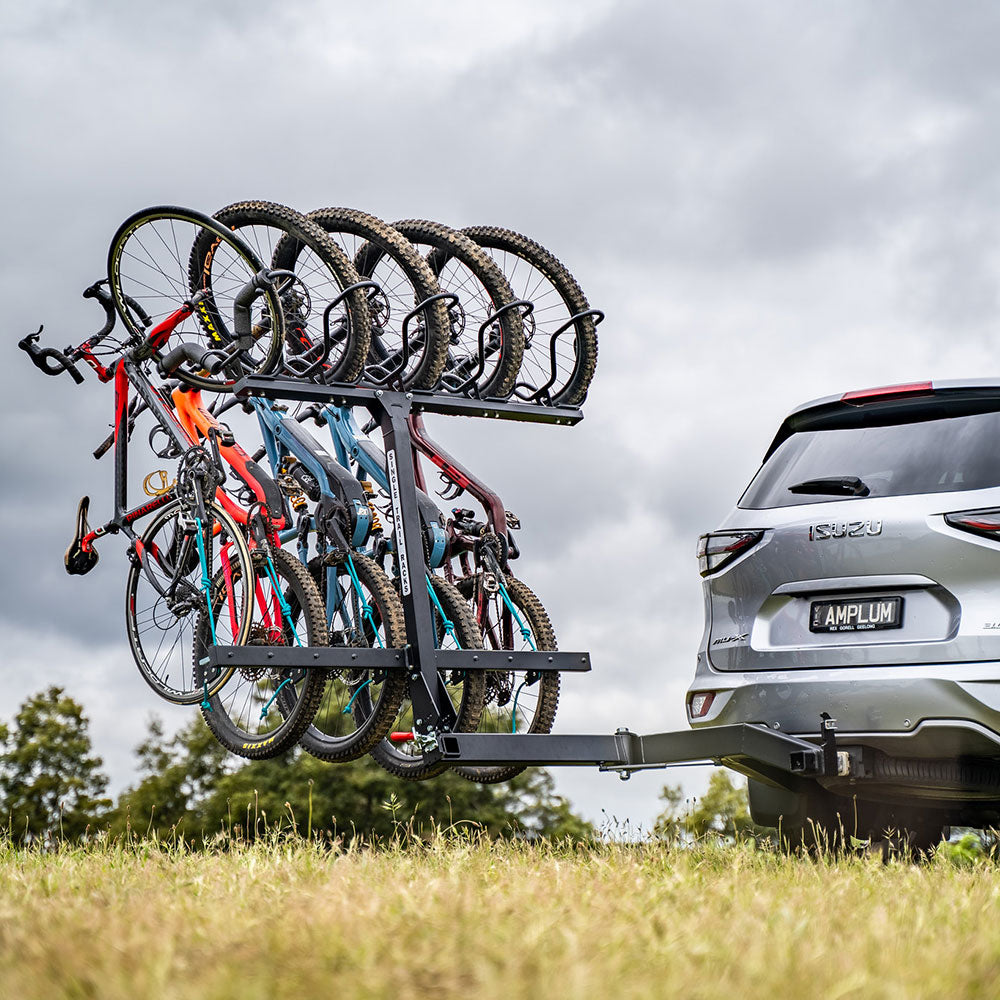 Single Trail Super Rfs Vertical Bike Rack - With Sl Pivot - 6 Bike - Powder Coated Black