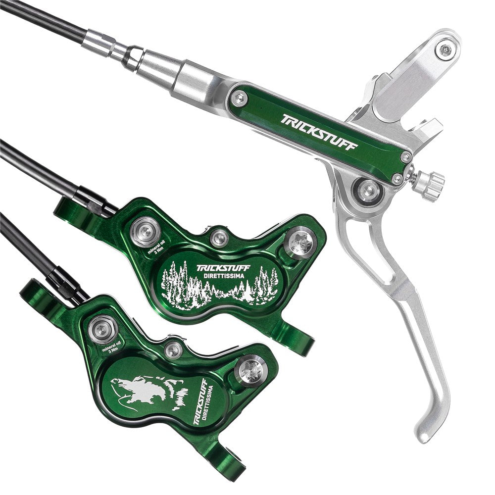 Trickstuff Brakeset - Direttissima - Kevlar Black Hose - Front & Rear - Forest Green - Limited Edition - Set 8 Of 250
