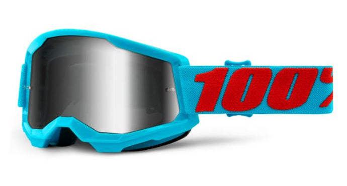 Ride 100% Strata 2 Goggle  - Adult Size - Summit Blue / Red - Mirror Silver Lens