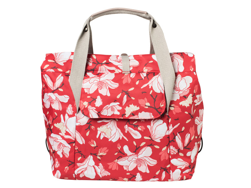 Basil Magnolia Shopper Pannier Bag 18l - Magnolia Poppy Red