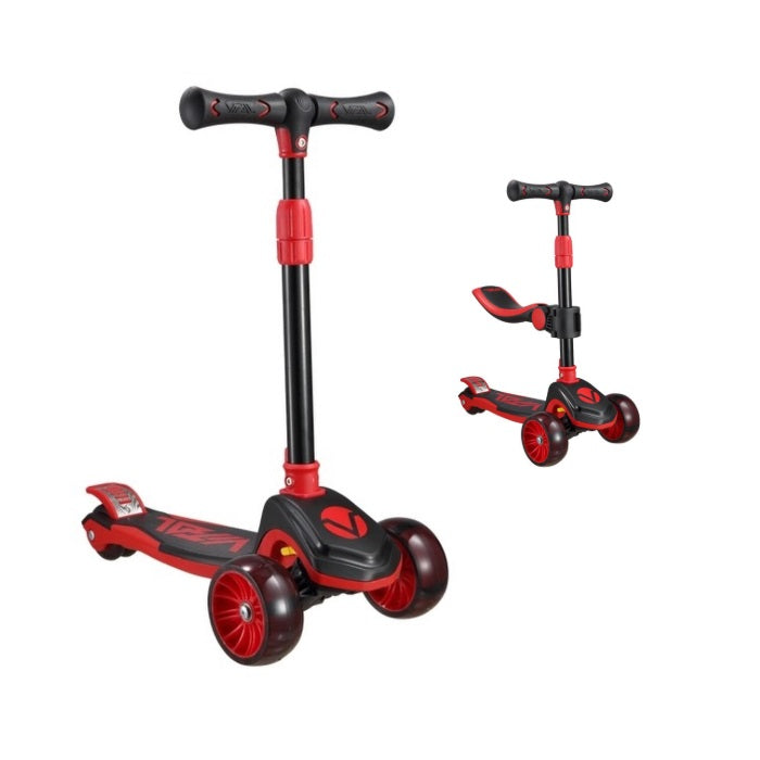 Vital Tyke 3-wheel Scooter - With Removable Seat + Light Up Wheels - Red