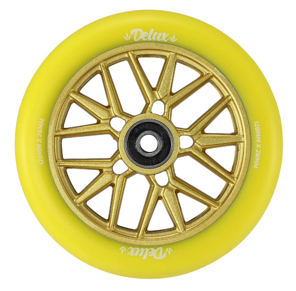 Envy Delux 120mm X 26mm Scooter Wheel - Inc Bearings - Yellow / Yellow
