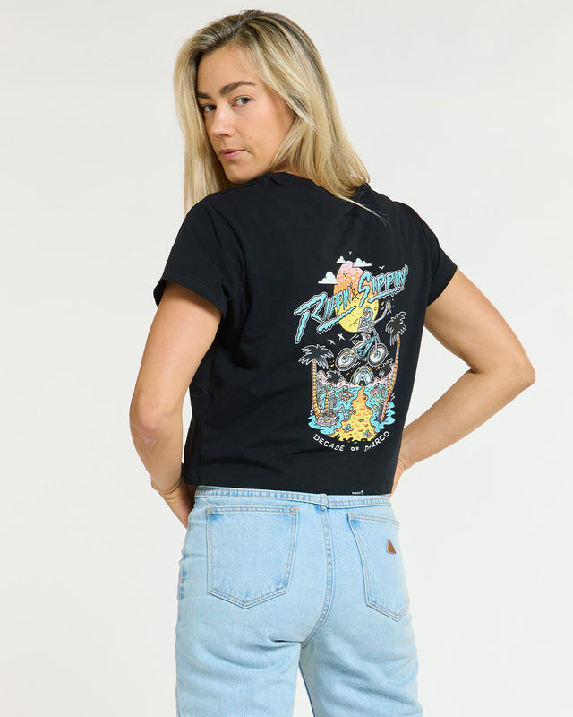 Dharco Womens Cotton Crop | Decade Of Dharco - Black - Medium