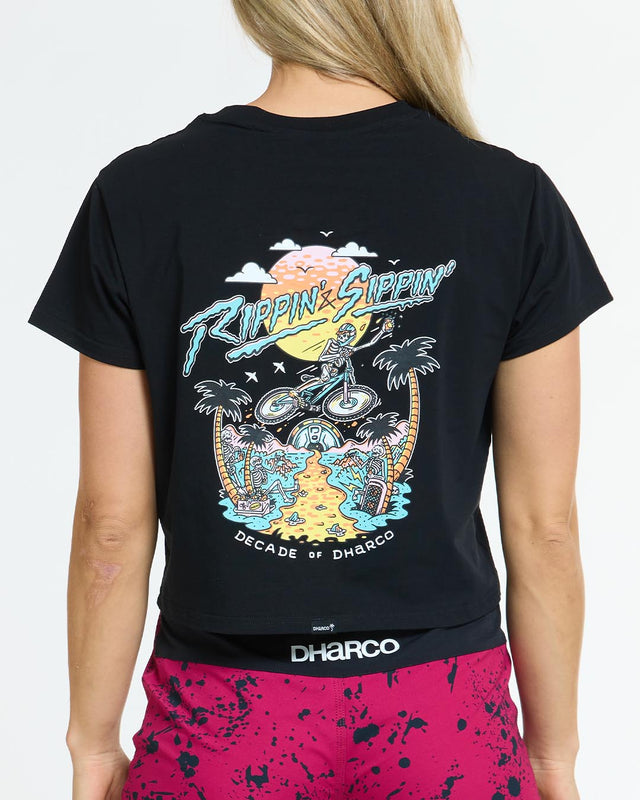 Dharco Womens Cotton Crop | Decade Of Dharco - Black - Medium