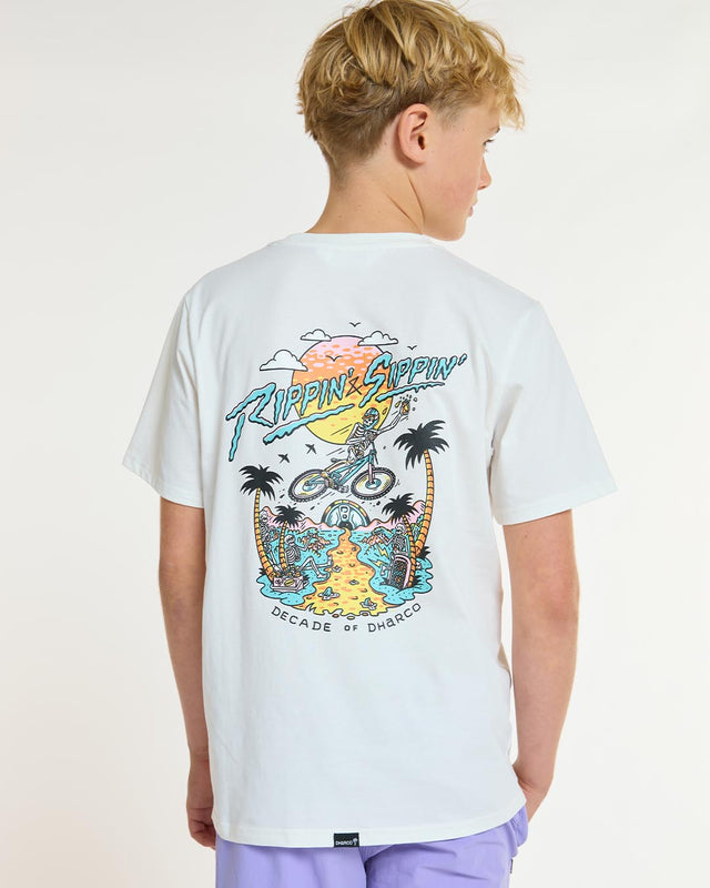 Dharco Youth Cotton Tee | Decade Of Dharco - White - Youth Medium / 8