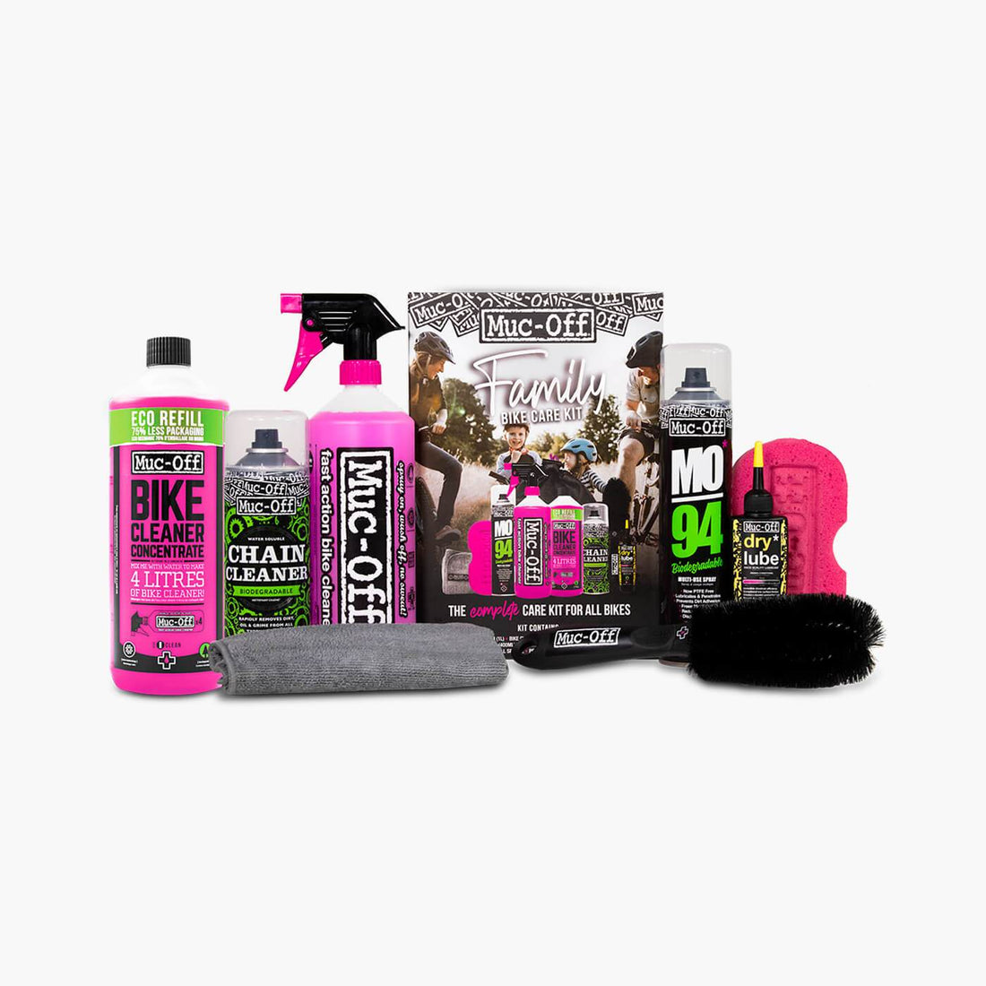 Muc-off Family Bike Care Kit (bike Cleaner, Lubricant, Sponge & Brush)