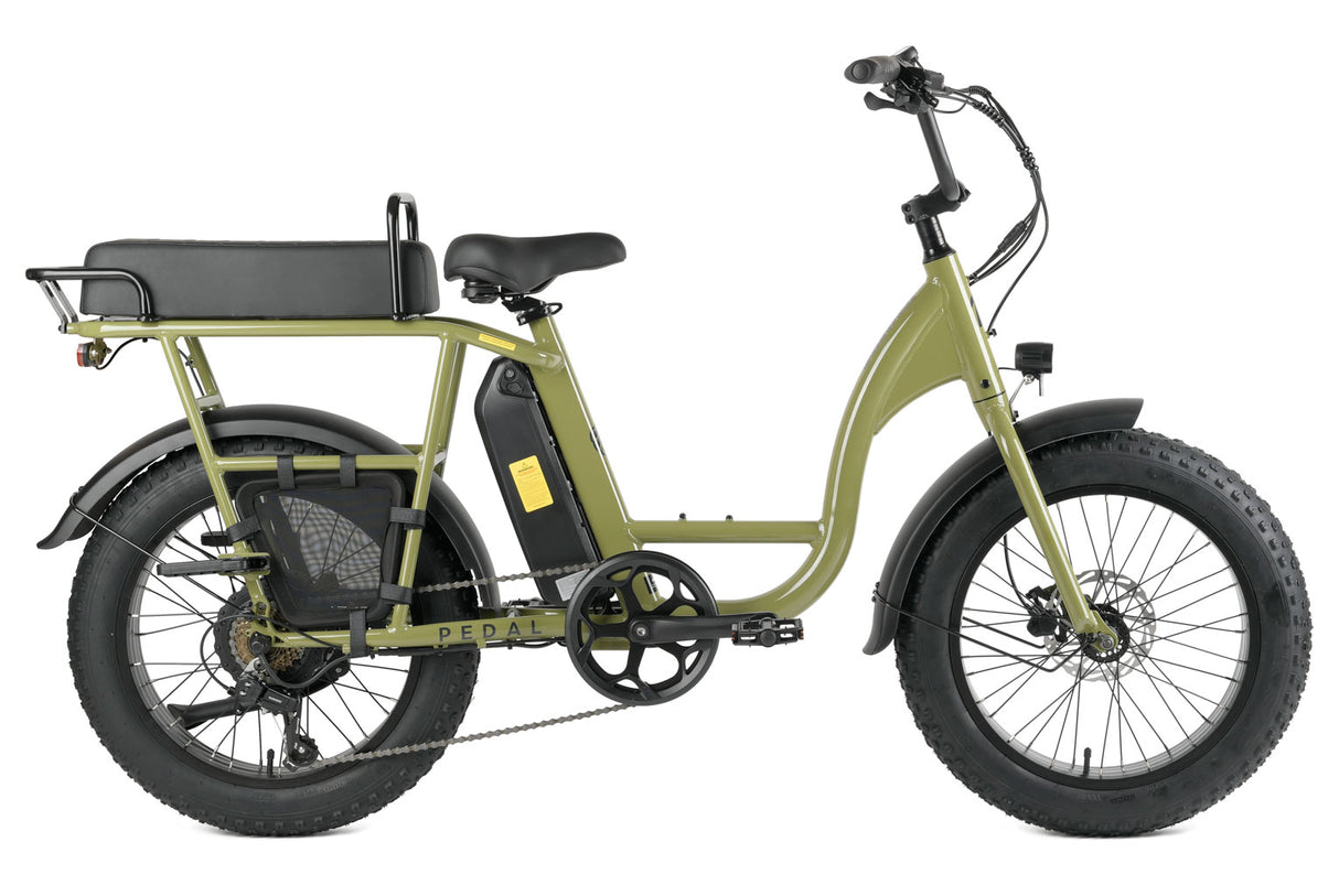 Pedal Brewer - Fat Tyre Cruiser With Bench Seat - 540wh - Unisex - Matte Green