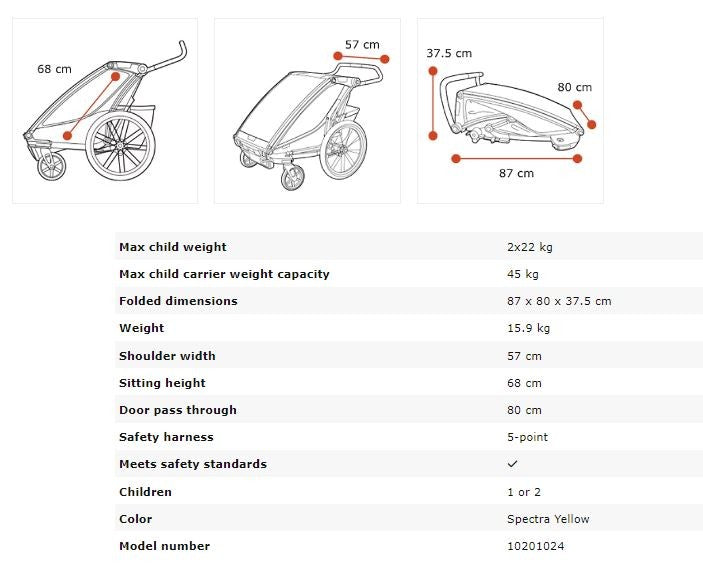 Thule Trailer - Chariot Sport - 2 Seat - Spectra Yellow