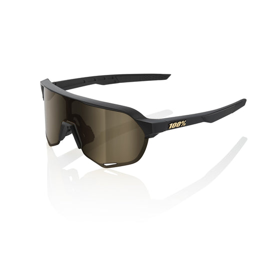 Ride 100% Glasses - S2 - Matte Black - Soft Gold Mirror