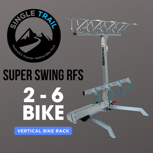 Single Trail Vertical Bike Rack (super Rfs) With Swinging Arm - Silver