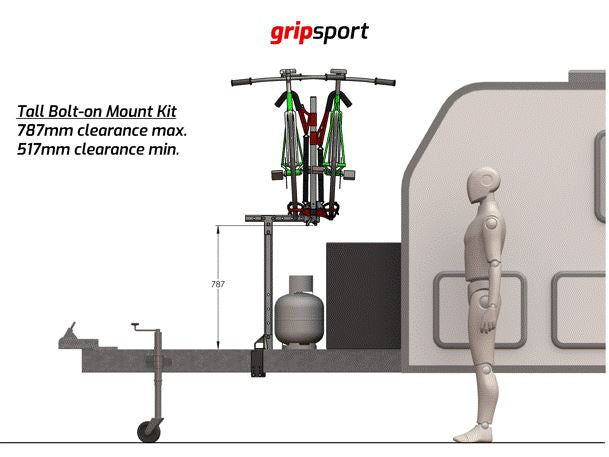 Grip Sport Van Rack - (part 2) Tall Bolt On Mount Kit - (517mm - 787mm Clearance)