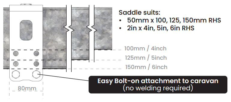Grip Sport Van Rack - (part 3) Universal Cross Member With Pivoting Saddles - [sz:width - 660mm]