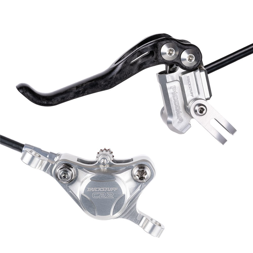 Trickstuff Brakeset - Piccola Carbon - Lever Carbon - Kevlar Black Hose - Front & Rear - Silver