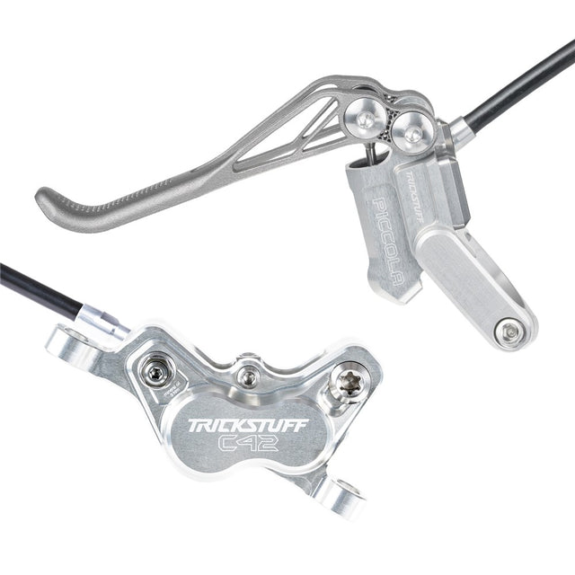 Trickstuff Brakeset - Piccola Hd - Lever Titanium - Kevlar Black Hose - Front & Rear - Silver