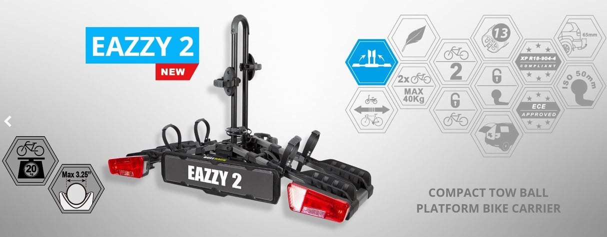 Buzzrack Eazzy 2 (tow Ball Mounted) 2 Bike Platform Bike Rack
