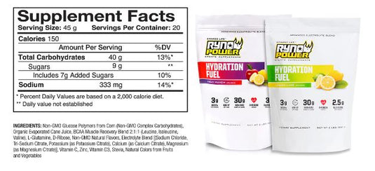 Ryno Power - Hydration Fuel Powder / Lemon/lime 454g (10 Serves)
