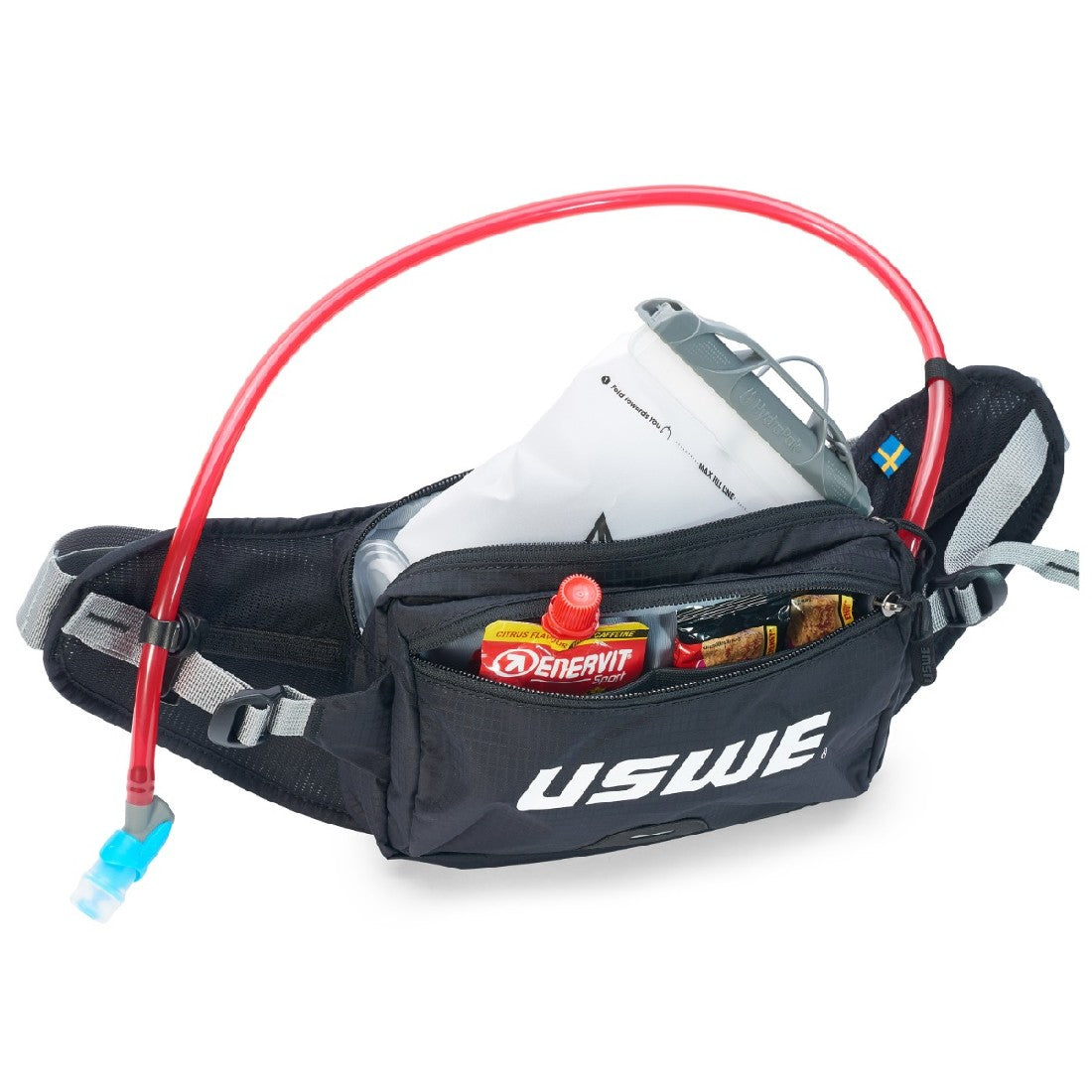 Uswe Zulo 2l Hydration Hip / Waist Pack  (inc Bladder) Carbon Black
