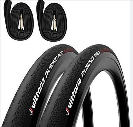 Vittoria Tyre Twin Pack Rubino Pro Blk G2 700 X 25 + Tube [sz:25c]