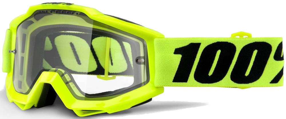 Ride 100% Goggle Accuri Enduro Vented Fluro Yellow Clear Dual Lens