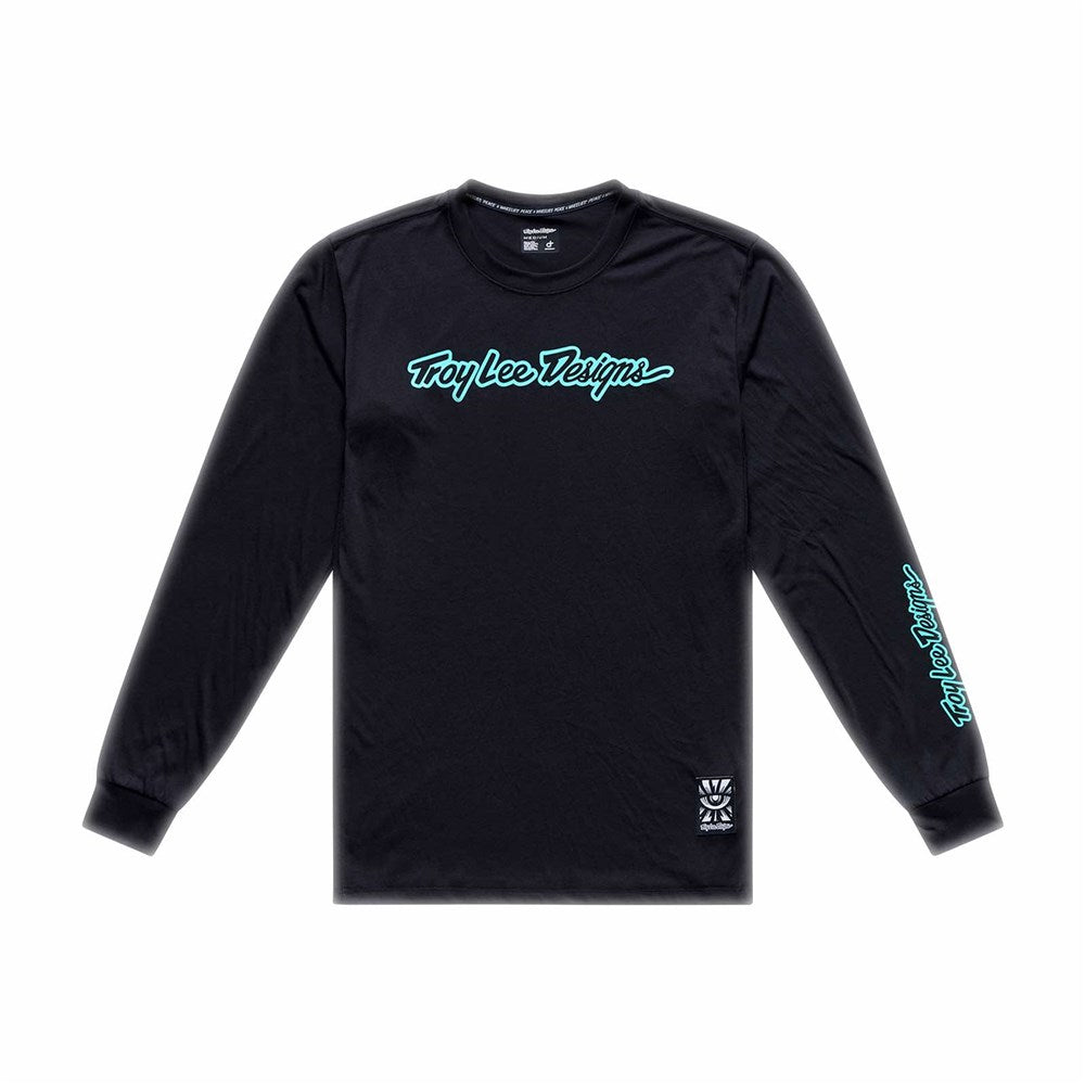 Tld 26.1 Skyline Ride Ls Tee - Signature Black / Real Teal [sz:large]