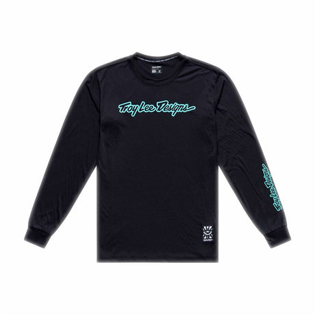 Tld 26.1 Skyline Ride Ls Tee - Signature Black / Real Teal [sz:large]