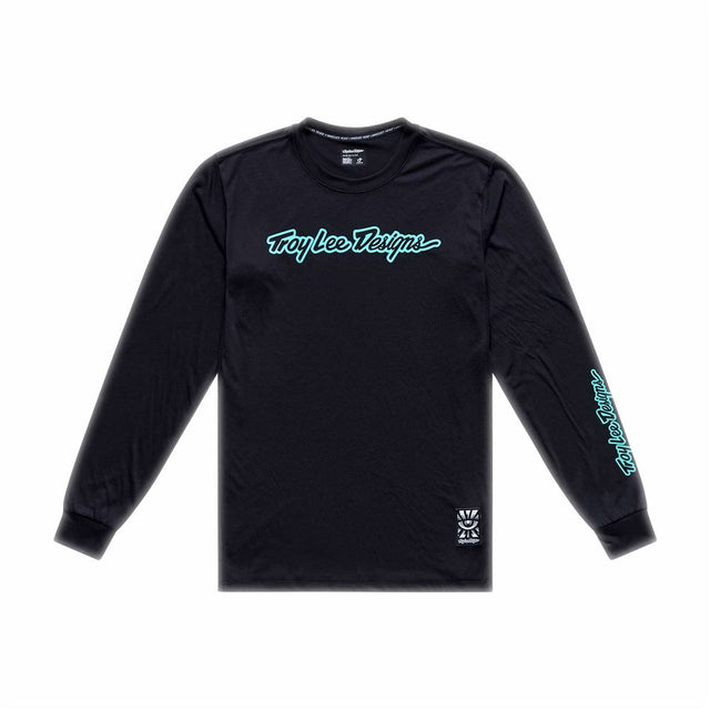 Tld 26.1 Skyline Ride Ls Tee - Signature Black / Real Teal [sz:large]
