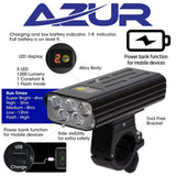 Azur Light - Aurora Front Usb Rechargable With Power Bank - 1200 Lumen