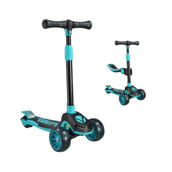 Vital Tyke 3-wheel Scooter - With Removable Seat + Light Up Wheels - Teal