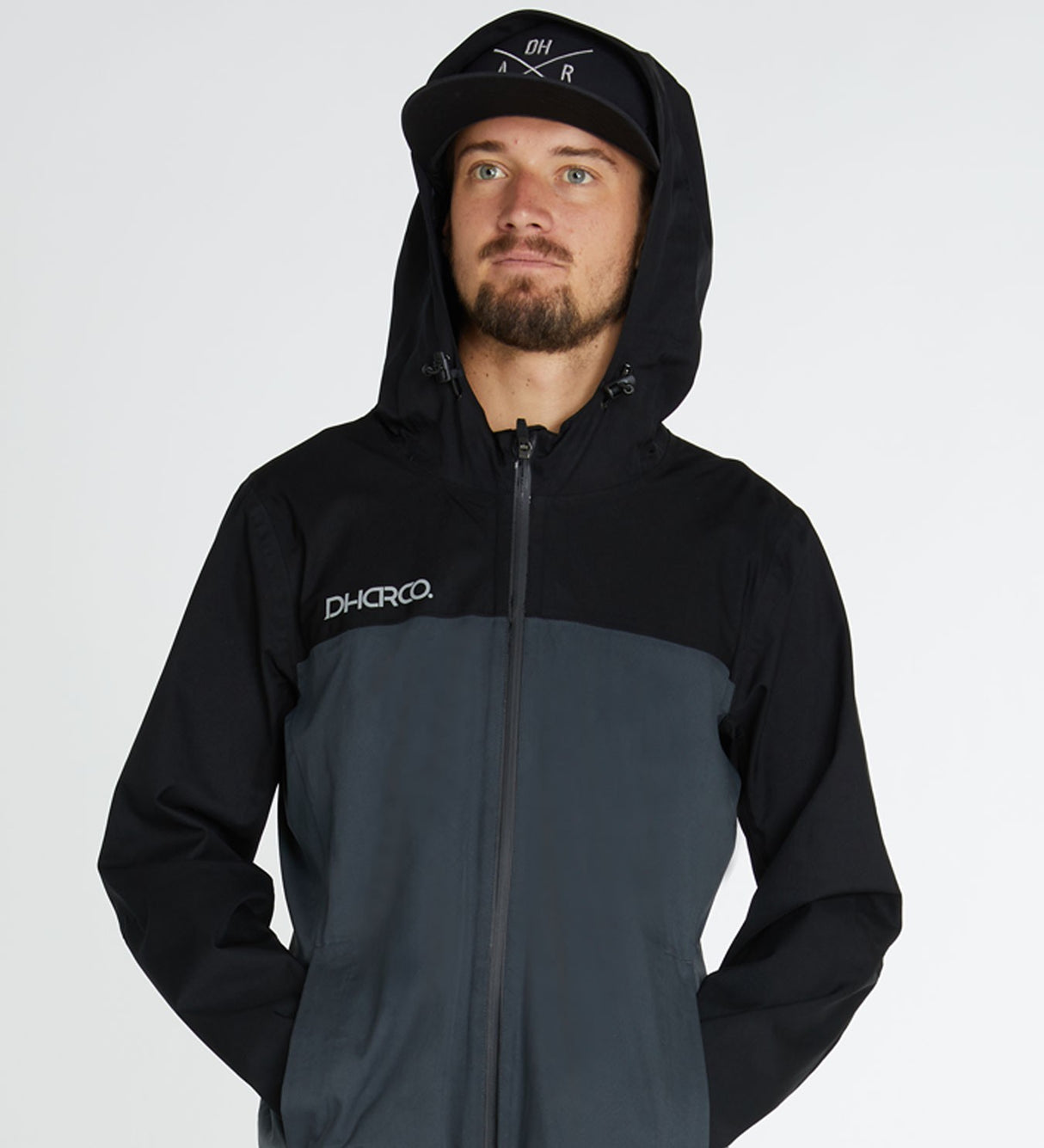 Dharco Mens Rain Jacket Black Grey [sz:x-large]