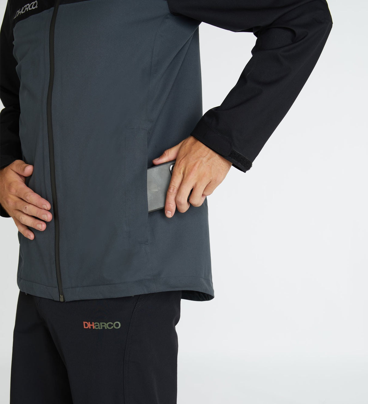 Dharco Mens Rain Jacket Black Grey [sz:x-large]