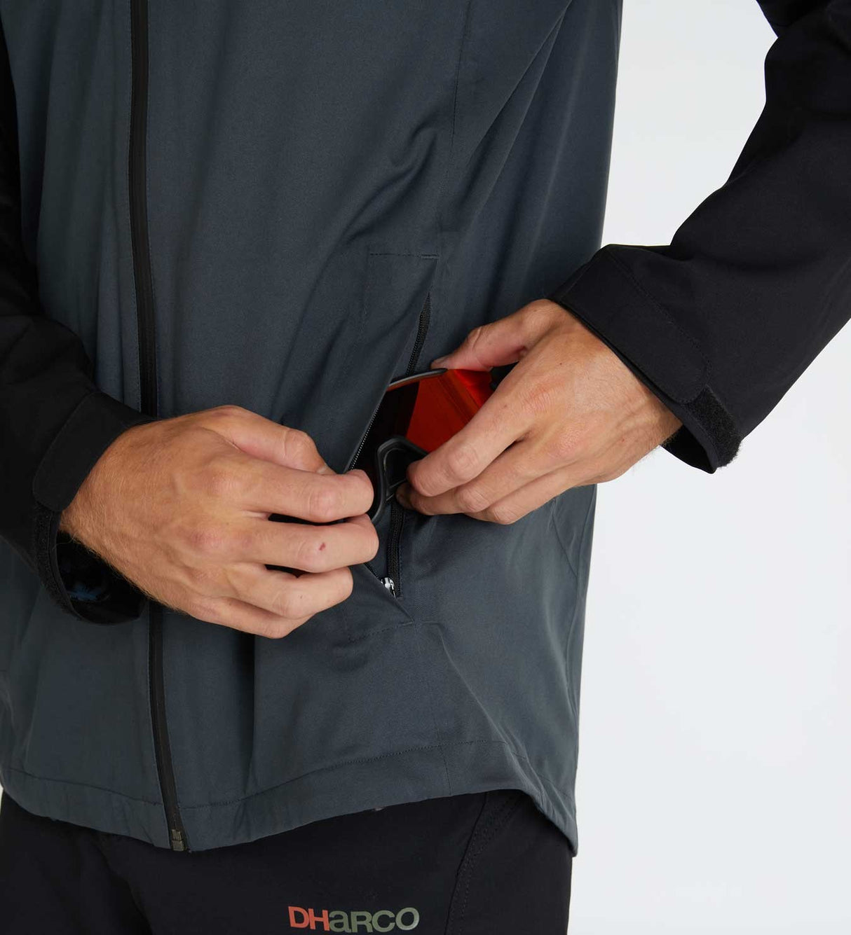 Dharco Mens Rain Jacket Black Grey [sz:x-large]