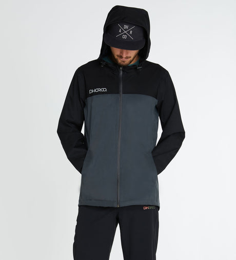 Dharco Mens Rain Jacket Black Grey [sz:x-large]