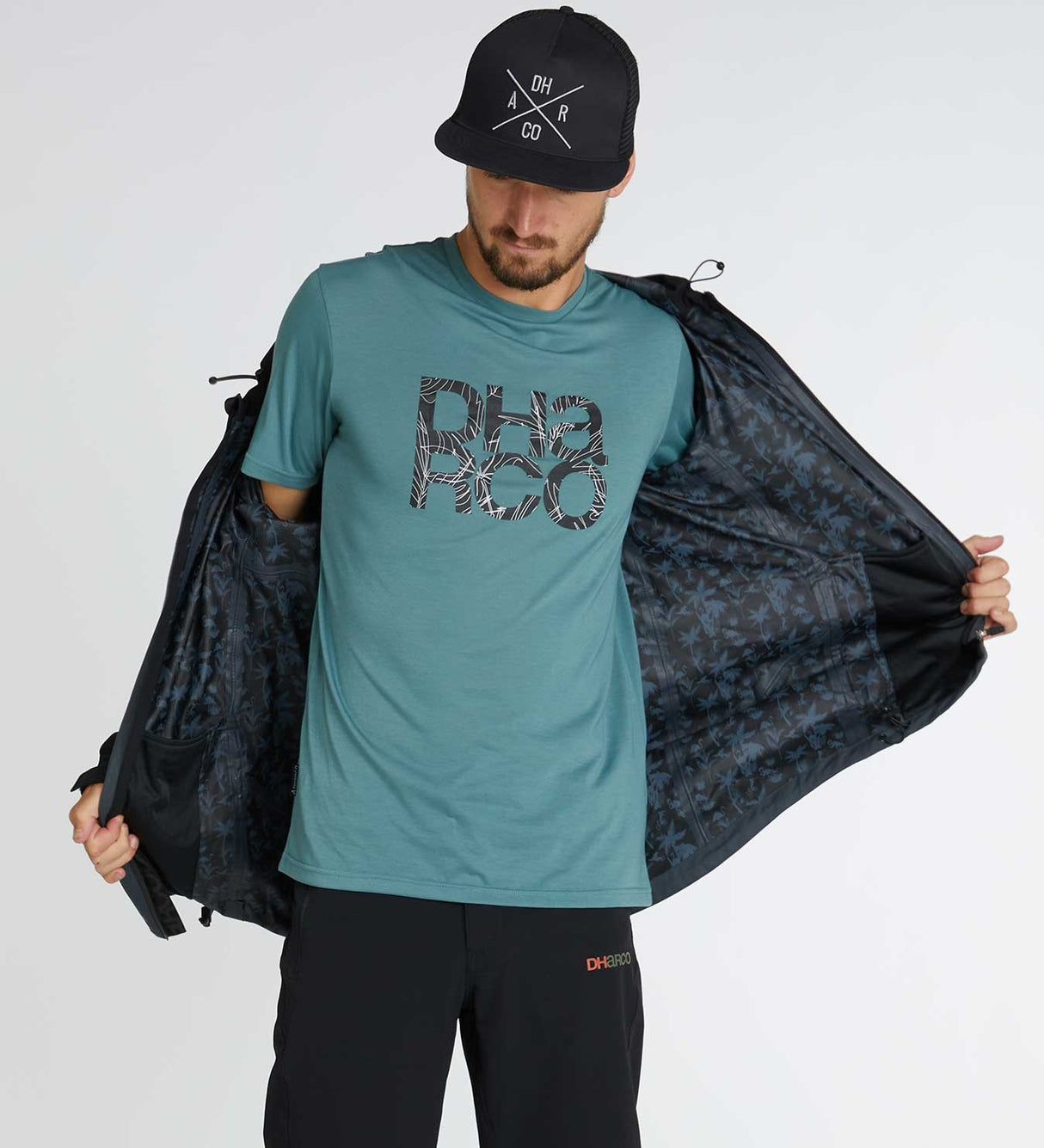 Dharco Mens Rain Jacket Black Grey [sz:x-large]