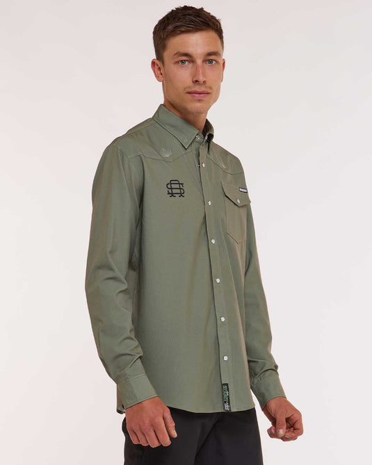 Dharco Mens Western Shirt | Kyle Strait Signature Edition Green [sz:large]