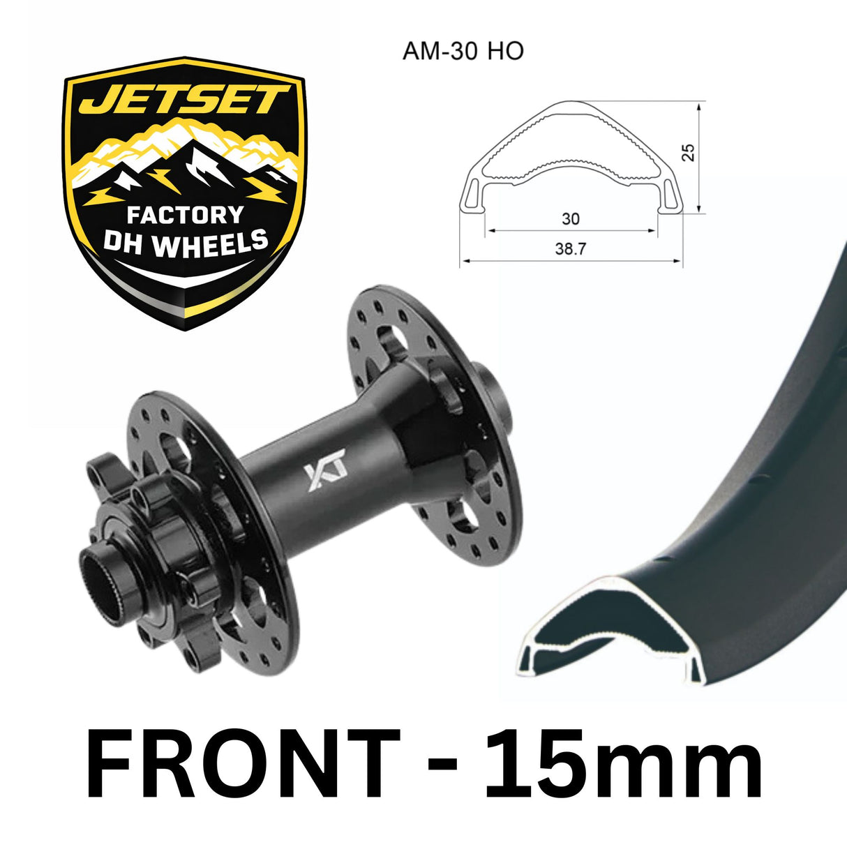 Jetset Factory Dh Wheels - Kt Hub - 6-bolt - Front 15 X 110mm Boost - To Jetset Am30 Ho+ [sz:27.5"]