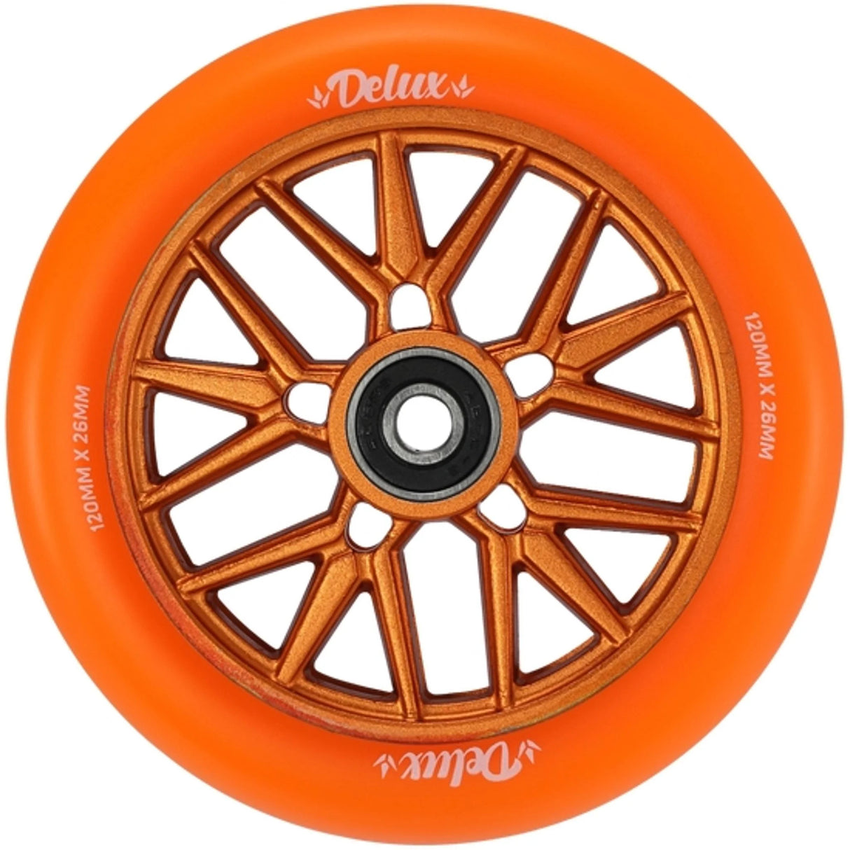 Envy Delux 120mm X 26mm Scooter Wheel - Inc Bearings - Orange / Orange