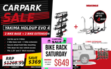 YAKIMA HOLD UP EVO BIKE RACK BUNDLE - 2 + 2 BIKE EXTENSION (HOLDS 4 BIKES)