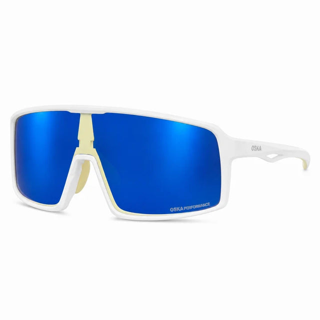 Oska Eyewear Sunglasses - Karma - White Frame - Blue Photochromic Lens (includes Prescription Clip Insert)